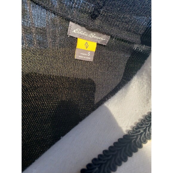 Eddie Bauer Ascent Cardigan Women’s Sz S Wool Blend Black Open Front Knit - Picture 6 of 12